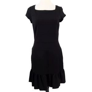 White House Black Market mid length Black dress with Ruffle size 6